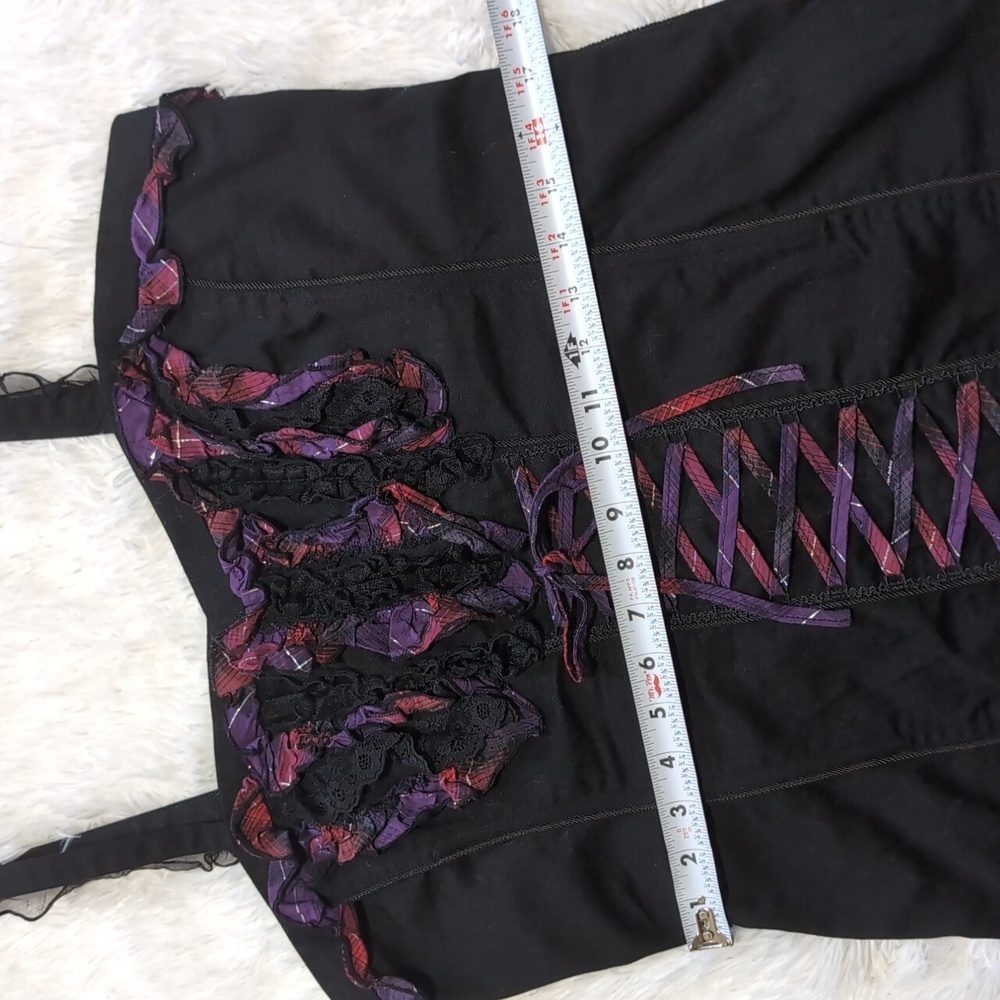 Y2K Vintage Tripp NYC 2 Piece Lace Up Corset & Garter Skirt Plaid Set XL/XXL - Picture 13 of 16